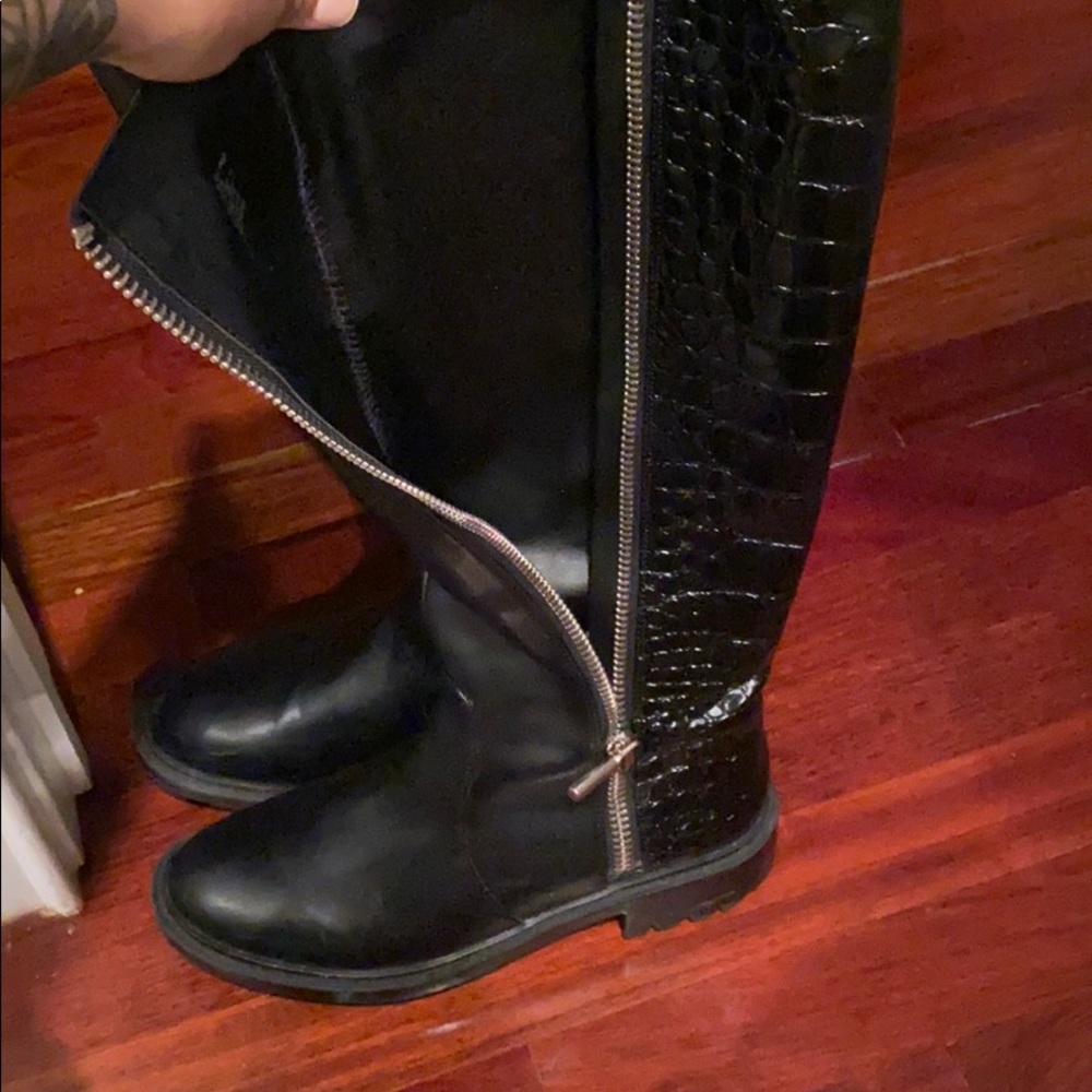 Zara snakeskin riding boots
